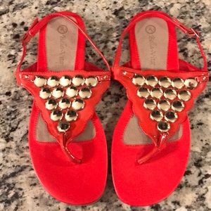 Red orange and gold sandals 11W